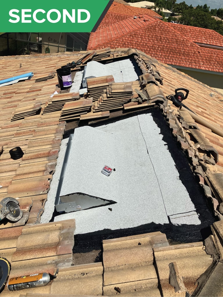 off ridge vent repair on a tile roof (Second)